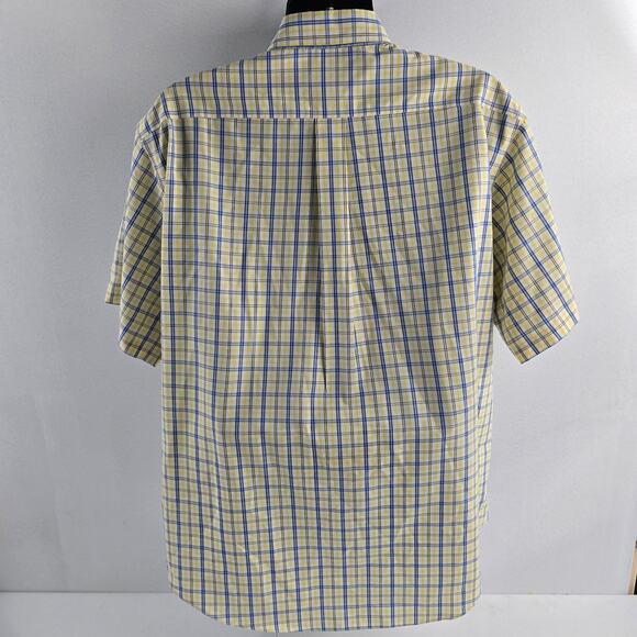 Brooks Brothers short sleeve button down shirt XL mens yellow blue 6570 - Picture 3 of 7